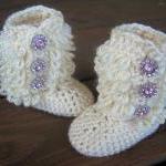 Crochet Baby Booties Furry Ugg Inspired Loopy Diva..