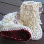 Crochet Baby Booties Furry Ugg Inspired Loopy Diva..