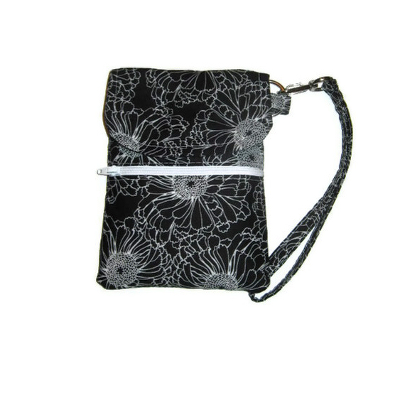 Phone Wristlet, Cellphone Case, Iphone Wallet, Black And White